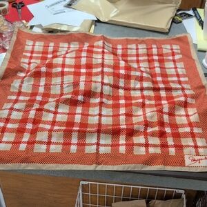 Vintage Elsa Schiaparelli Silk Red And Tan Scarf